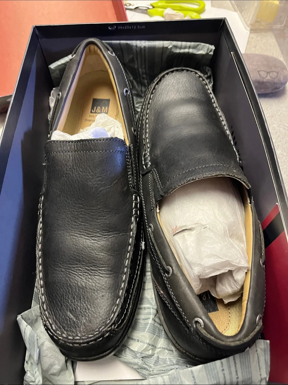 Black Leather Slip-On Moccasin Loafers for Men
